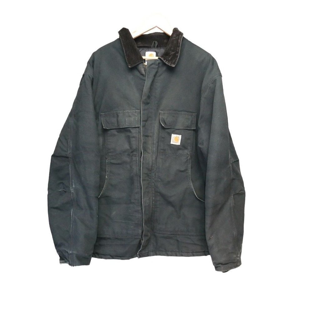 Vintage Carhartt C03  52 TALL Arctic Quilt‎ Duck Canvas Black Work Jacket Coat